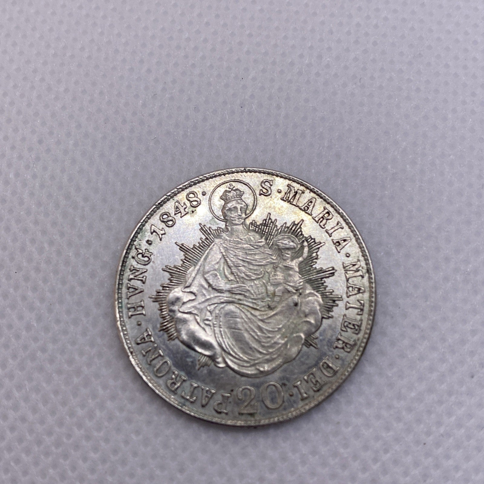 1848 B Hungary 20 Krajczar Silver Coin
