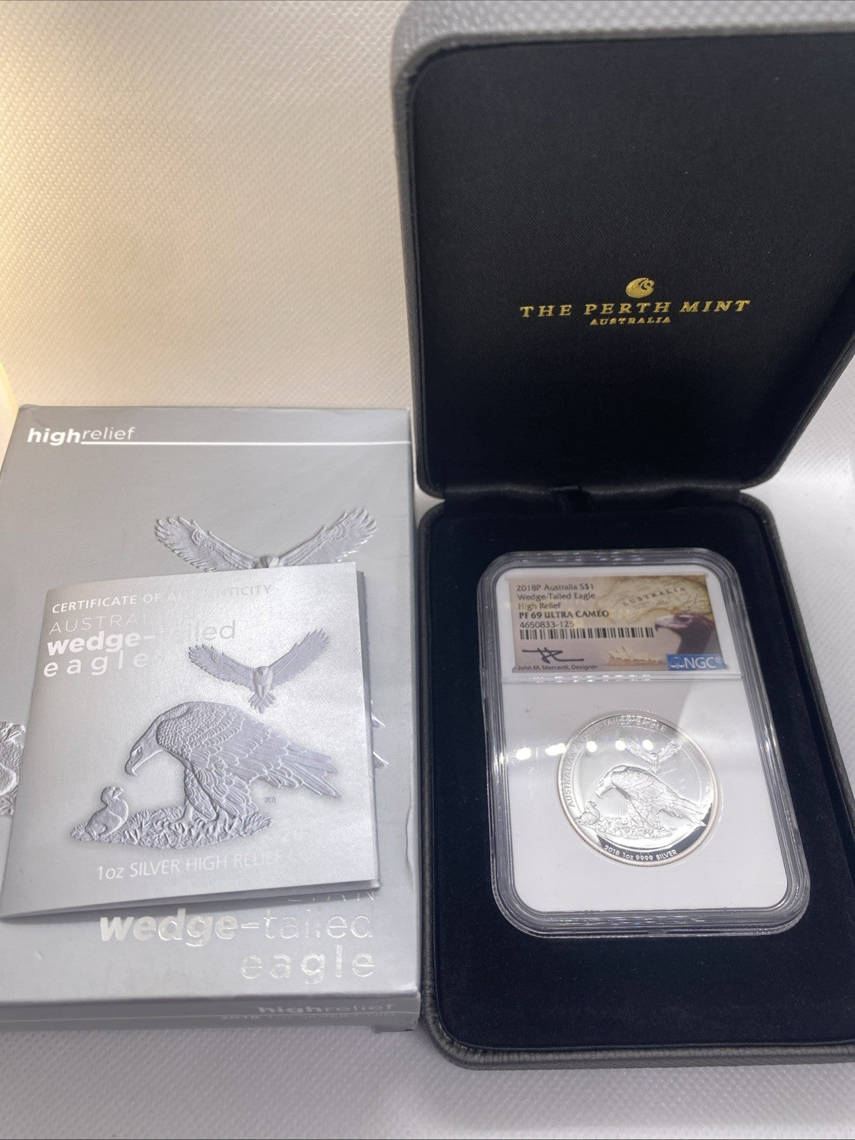 2018 P Australia $1 Wedge Tailed Eagle High Relief NGC PF69 Mercanti