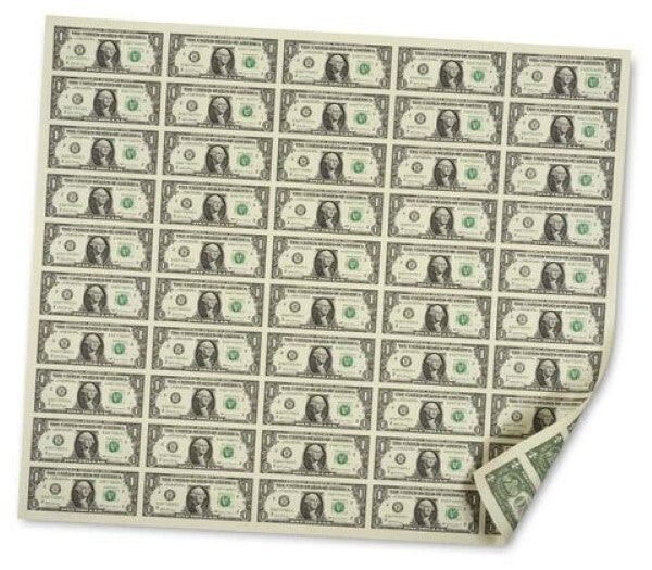 50 NOTE SHEET $1 Full Uncut Sheet 50 Notes One Dollar SHEET UNC SEALED IN TUBE