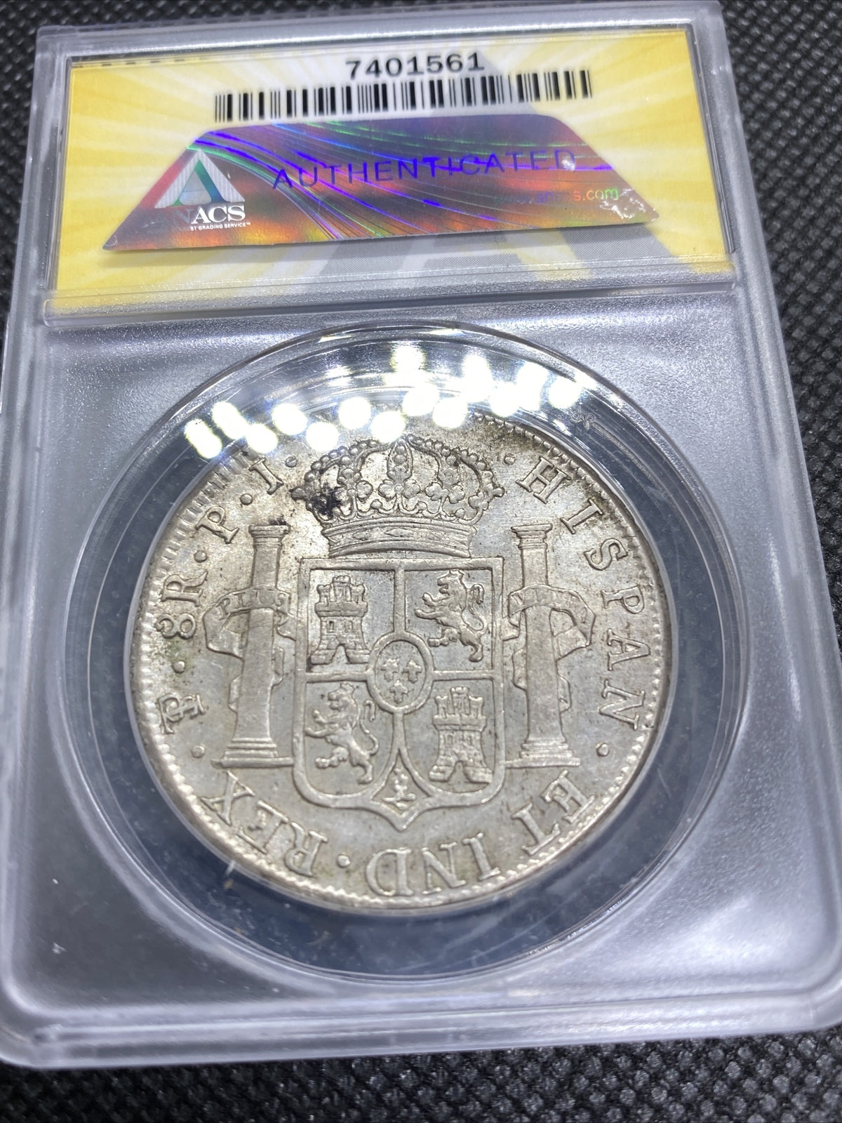 1819 PTS PJ Bolivia Silver 8R 8 Reales AU 55 Details Anacs Silver Potosi #561