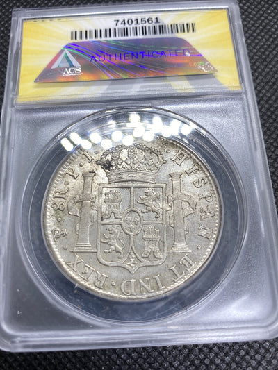 1819 PTS PJ Bolivia Silver 8R 8 Reales AU 55 Details Anacs Silver Potosi #561