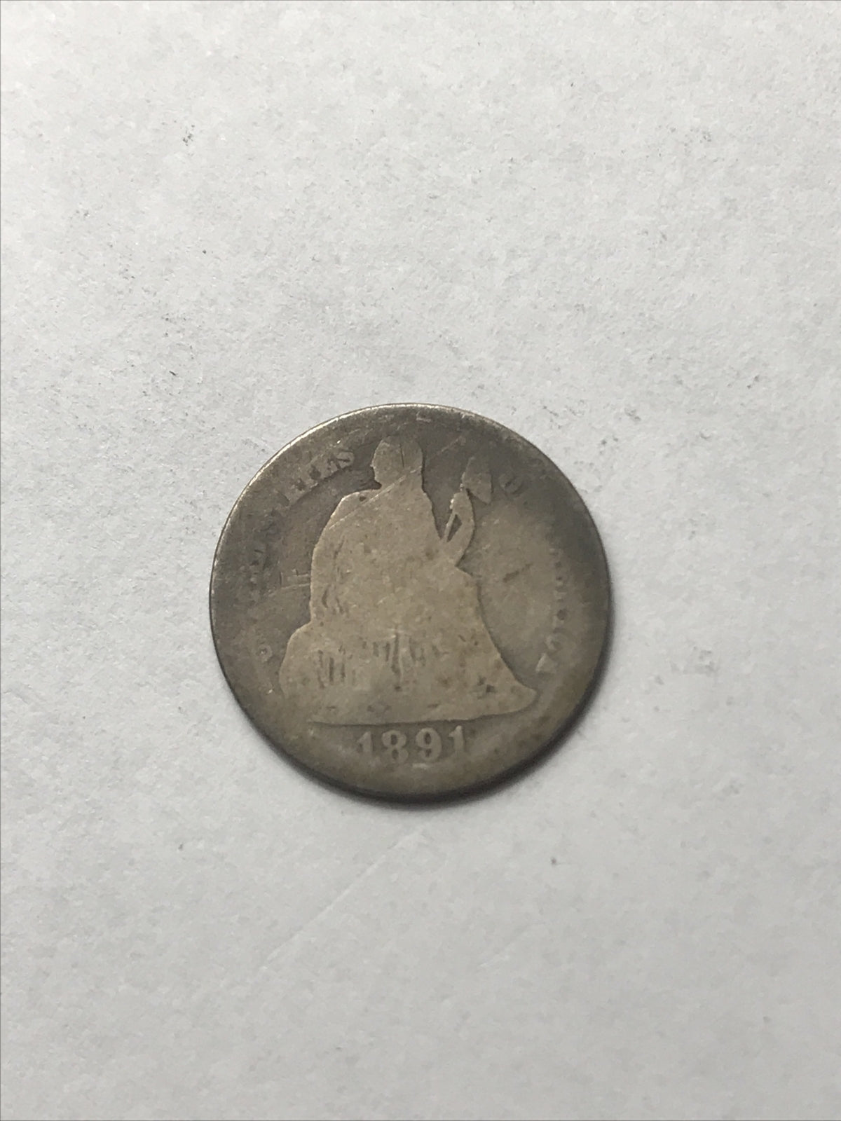 1891 Seated Liberty Dime 10C Silver Coin #GGG3461