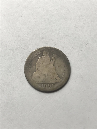 1891 Seated Liberty Dime 10C Silver Coin #GGG3461