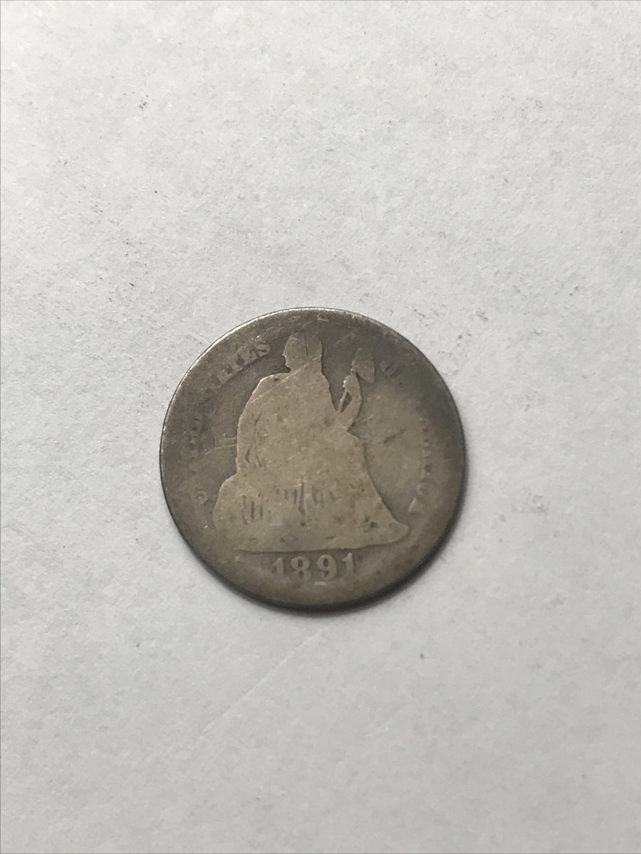 1891 Seated Liberty Dime 10C Silver Coin #GGG3461