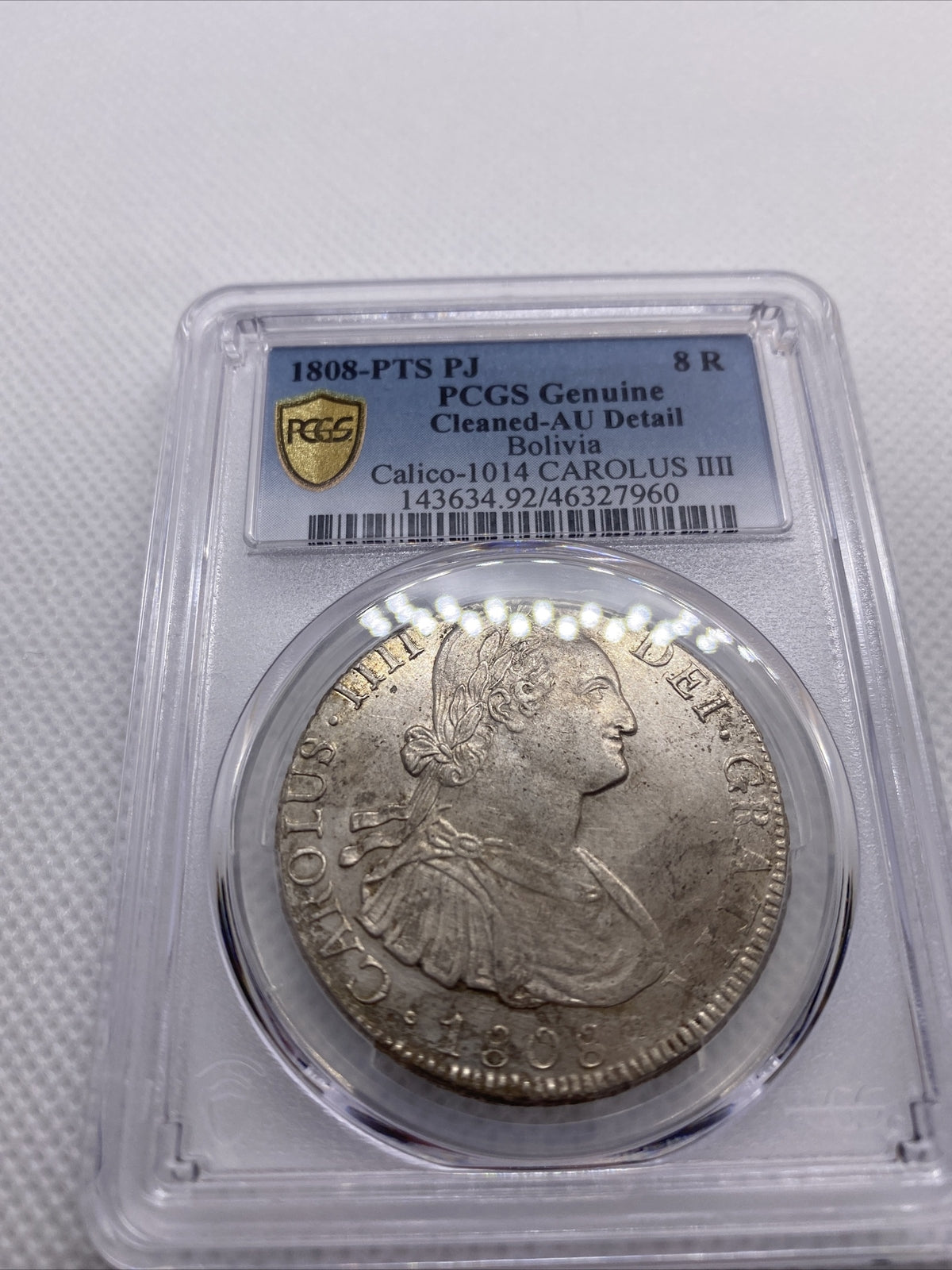 1808 PTS PJ Bolivia 8 Reals Carolus IIII PCGS AU DETAILS Silver Coin #7960