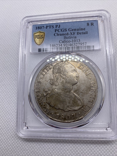 1807 PTS PJ 8 Reales Silver Coin PCGS XF Details Spanish 8R Charles IIII #7957