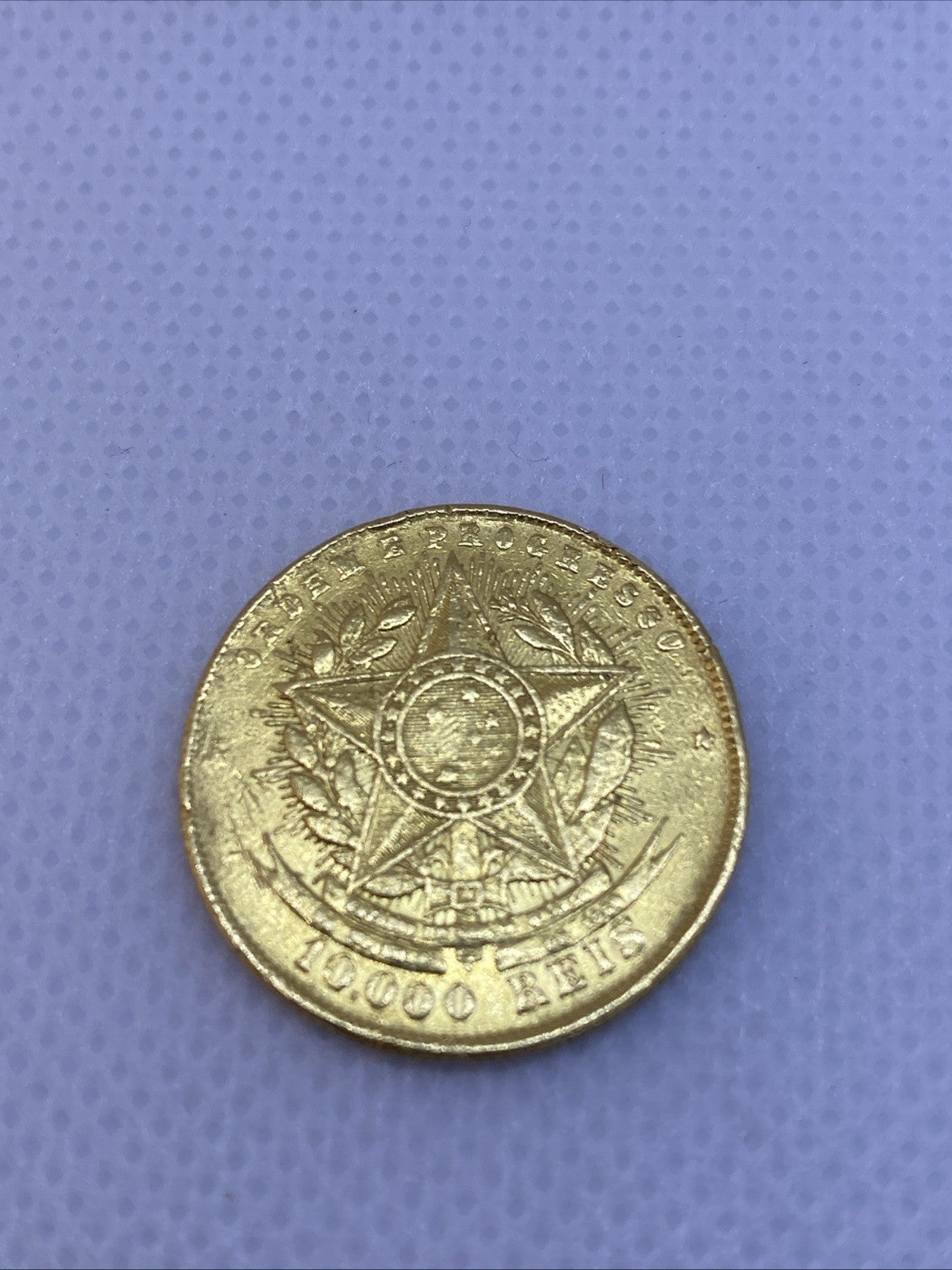 1889 10000 Reis Brazil Gold Coin Beautiful Rare