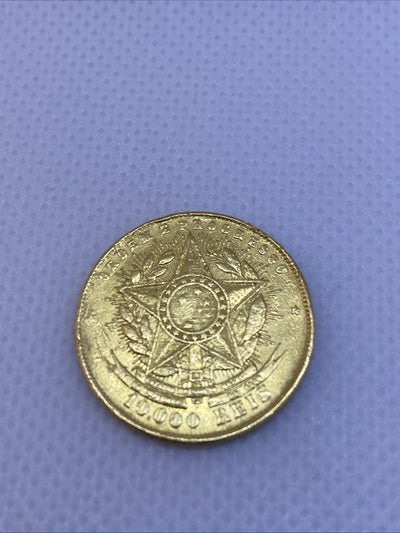 1889 10000 Reis Brazil Gold Coin Beautiful Rare