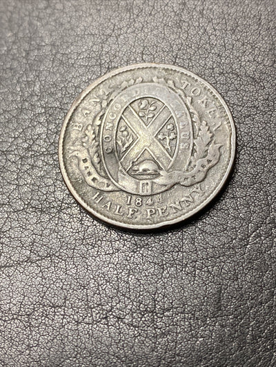 1844 Bank Of Montreal Canada Half Penny Token