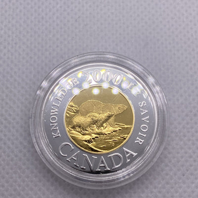 2000 Canada Rare Silver Proof Knowledge $2 Canadian Coin