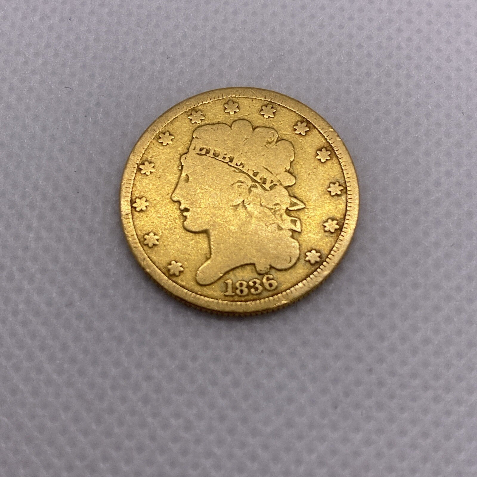 1836 $5 Five Dollars Gold Liberty Half Eagle Coin Beautiful US Gold Coin #8727
