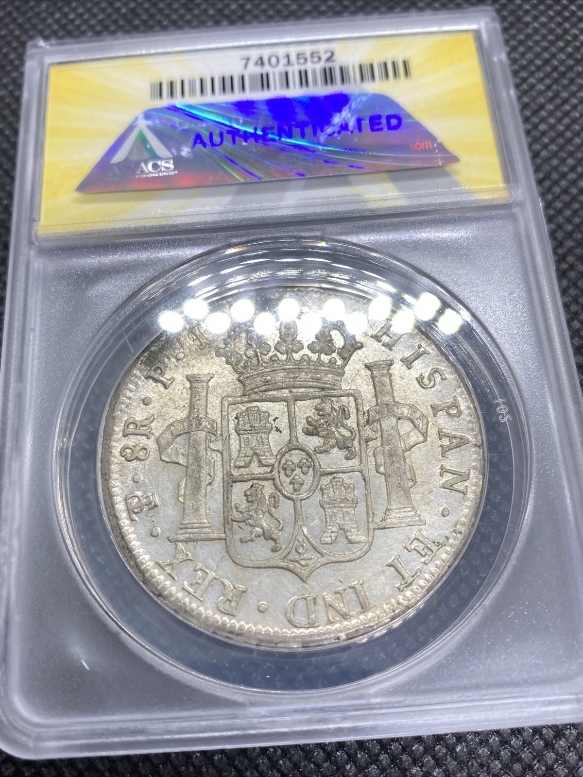 1819 PTS PJ Bolivia Silver 8R 8 Reales AU 55 Details Anacs Silver Potosi #552