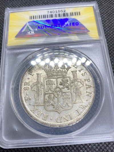 1819 PTS PJ Bolivia Silver 8R 8 Reales AU 55 Details Anacs Silver Potosi #552