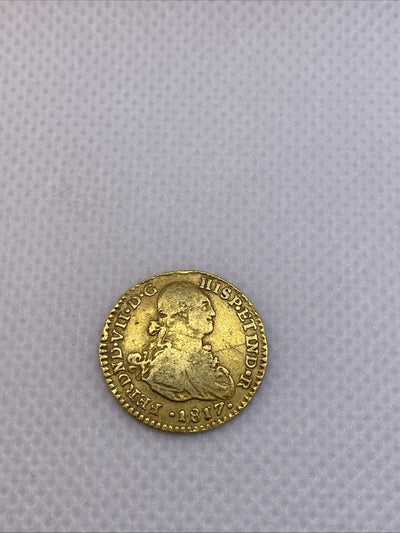 1818 1 Escudo Hispania Gold Coin Ferdinand VII RARE