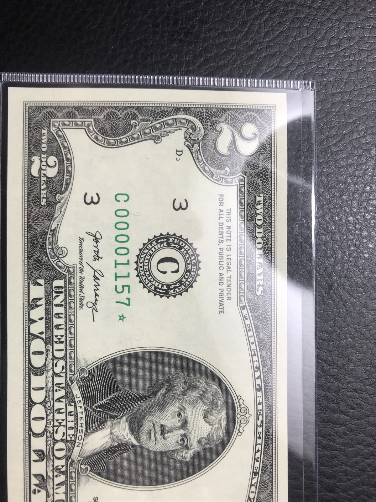 $2 Rare Uncirculated Low FOUR (4) Digits  ⭐️ STAR NOTE ⭐ 1157*