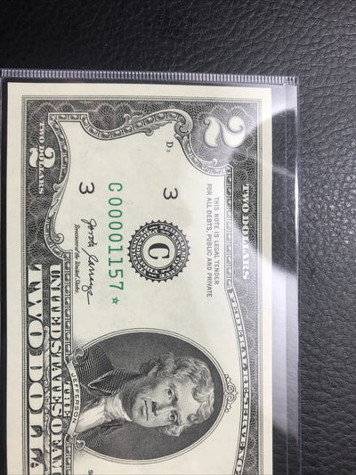 $2 Rare Uncirculated Low FOUR (4) Digits  ⭐️ STAR NOTE ⭐ 1157*