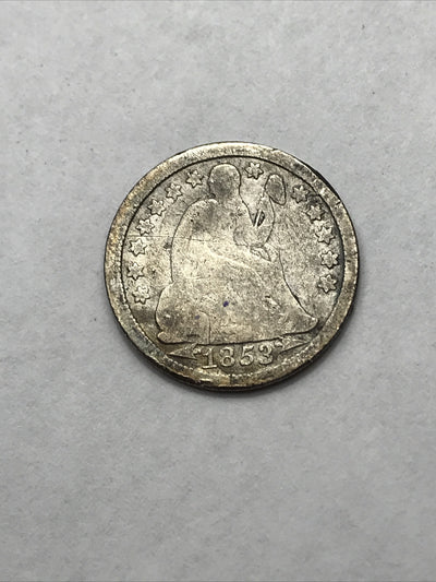 1853 Seated Liberty Dime 10 Cents Silver Coin Arrows
