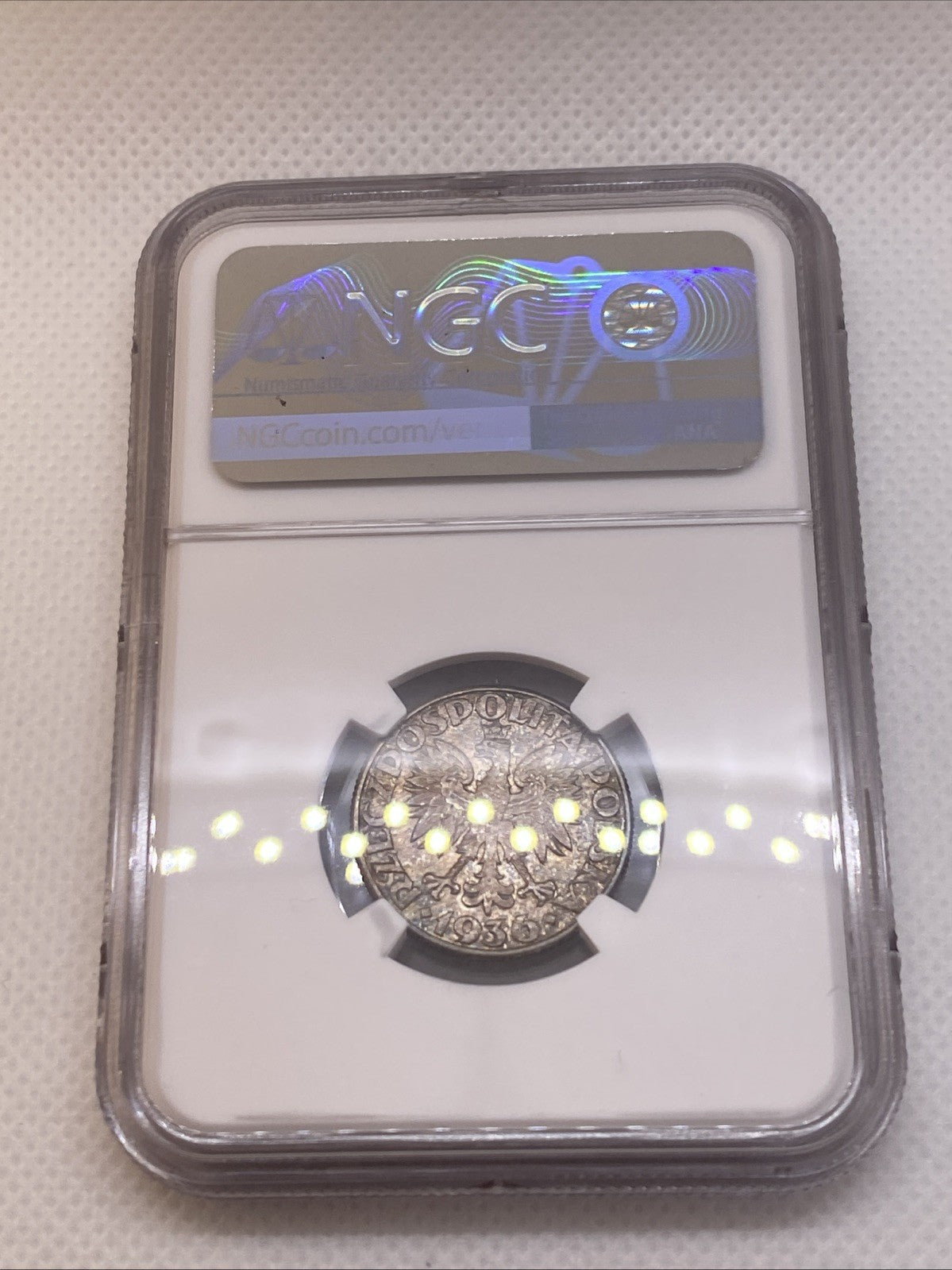 1936 Poland 2 Zlotych Gdynia Seaport Silver Coin NGC MS62 Beautiful Toning Rare