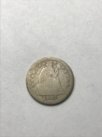 1845 Seated Liberty Dime 10 Cents Silver Coin #YT35