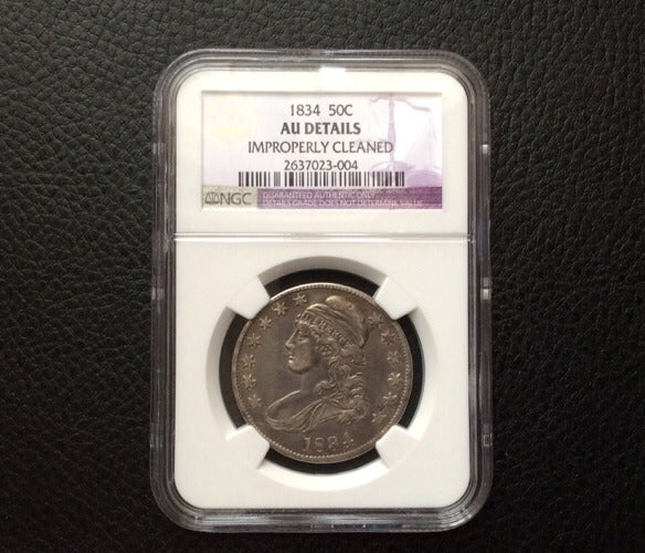 1834 Half Dollar NGC AU Details Bust 50c Fifty Cents NGC
