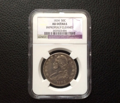 1834 Half Dollar NGC AU Details Bust 50c Fifty Cents NGC