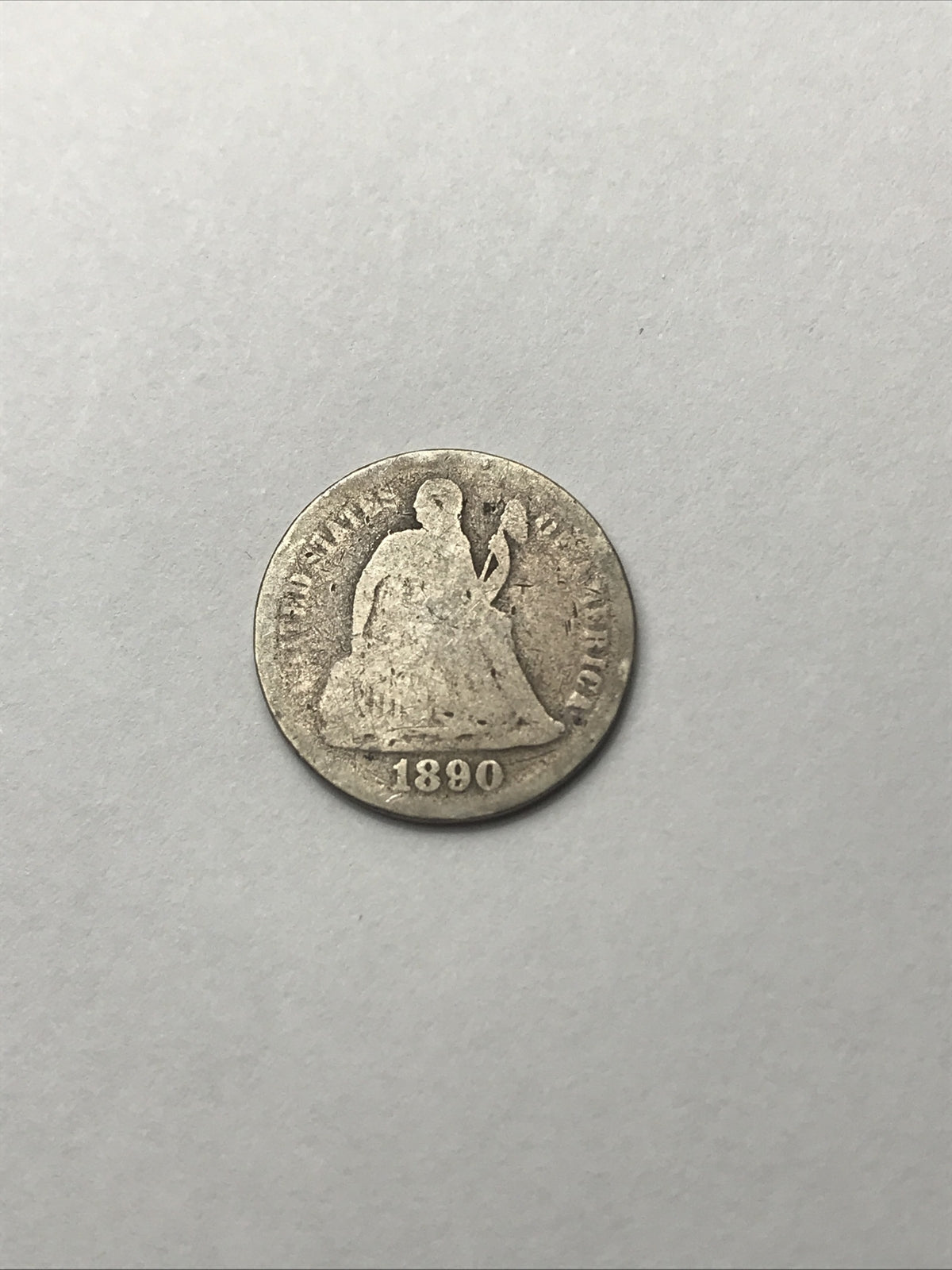 1890 Seated Liberty Dime Silver 90% Coin #UL67