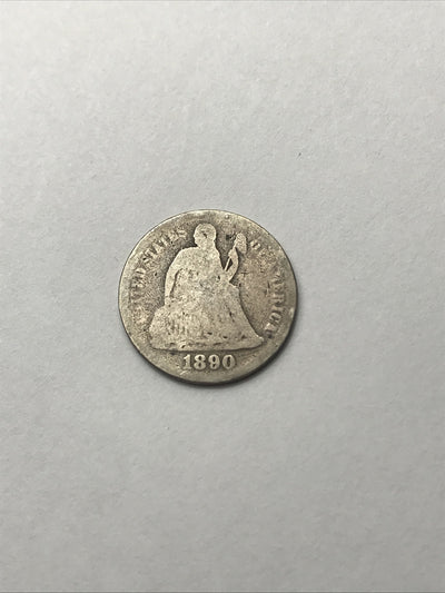 1890 Seated Liberty Dime Silver 90% Coin #UL67