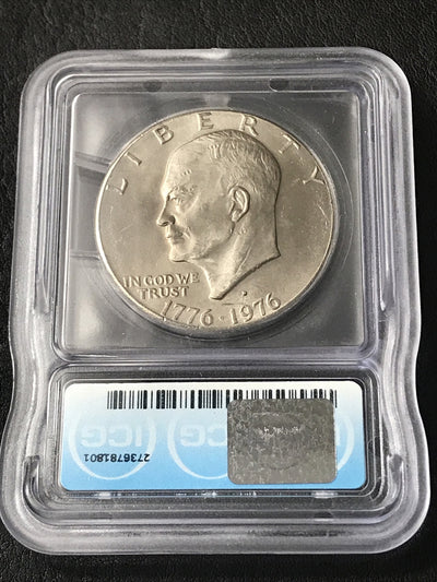 1976 D Ike Dollar $1 Rim Flaw Error ICG MS63 Mint Error