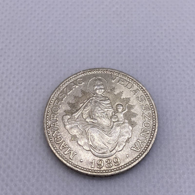 1939 2 Pengo Hungary Silver Coin Beautiful Silver Coin Uncirculated
