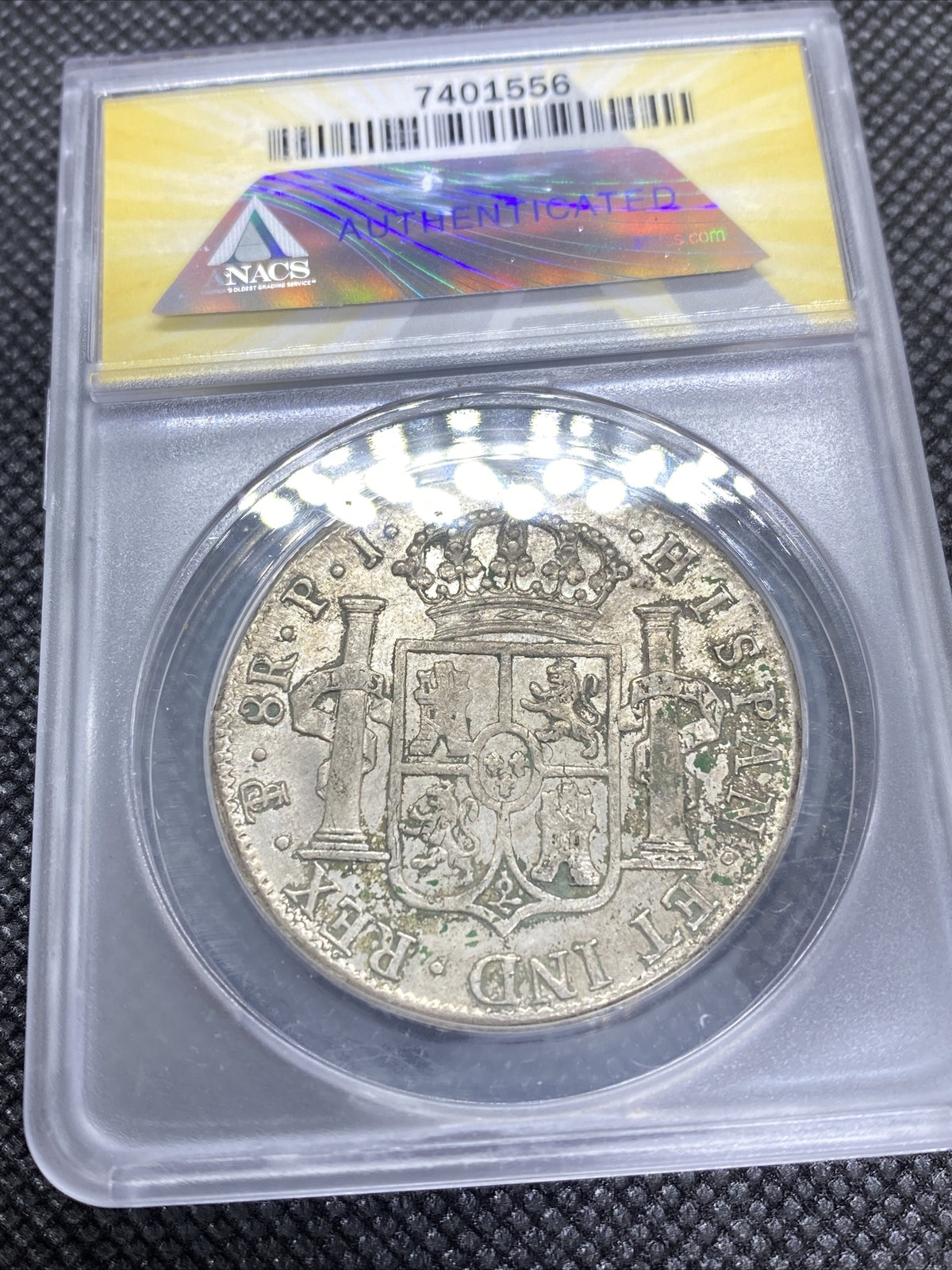 1819 PTS PJ Bolivia Silver 8R 8 Reales AU 50 Details Anacs Silver Potosi #556