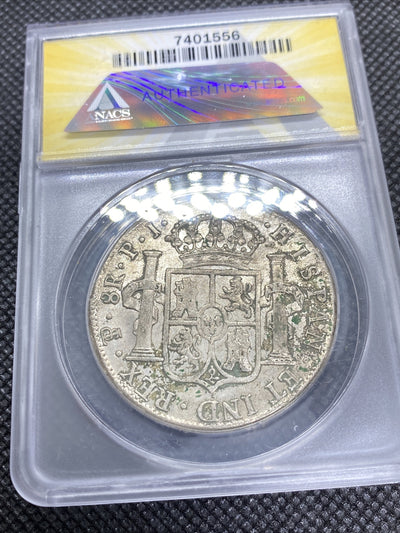 1819 PTS PJ Bolivia Silver 8R 8 Reales AU 50 Details Anacs Silver Potosi #556