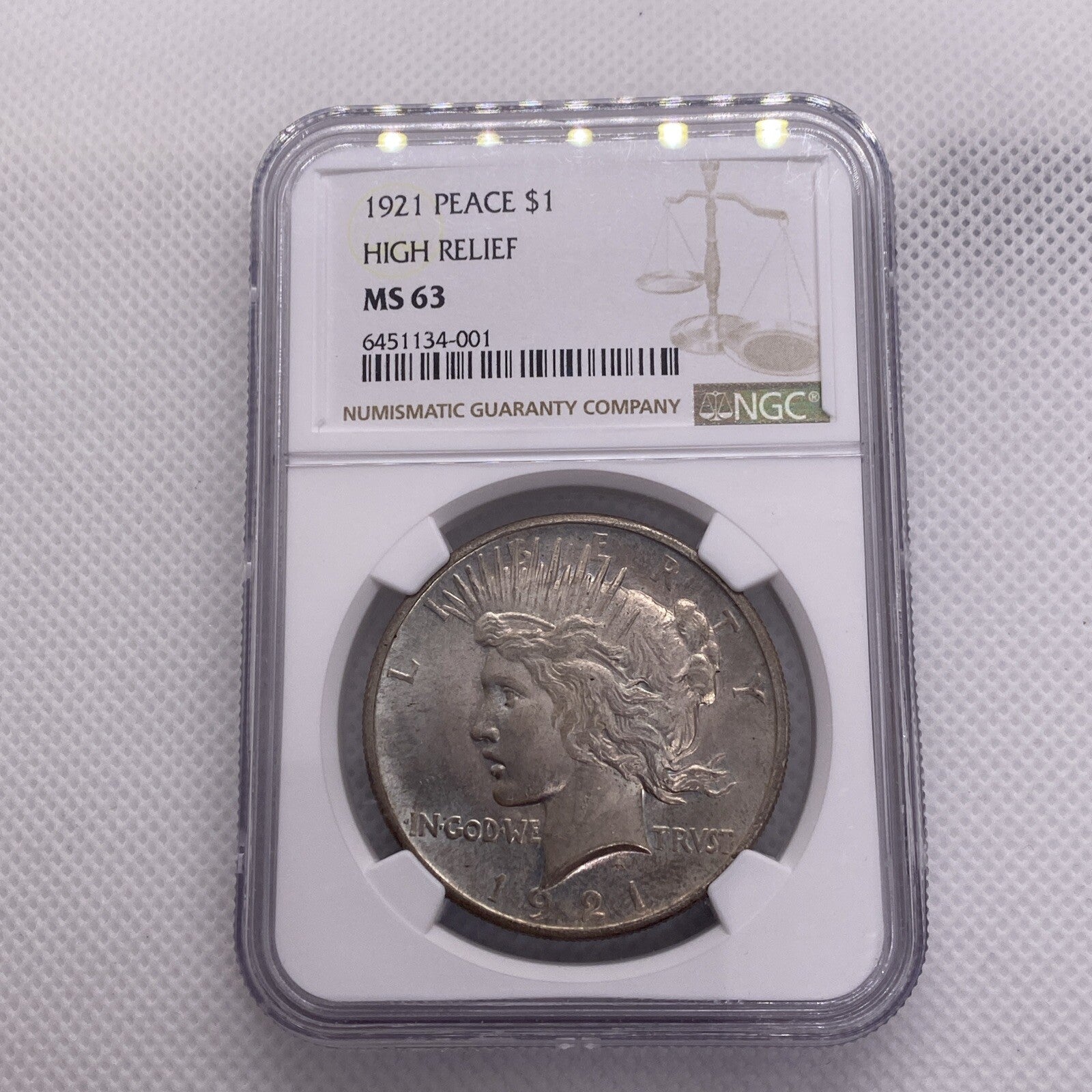 1921 Peace Dollar NGC Graded MS63 MS 63 Beautiful Silver Dollar RARE Key Date