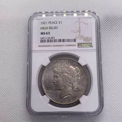 1921 Peace Dollar NGC Graded MS63 MS 63 Beautiful Silver Dollar RARE Key Date