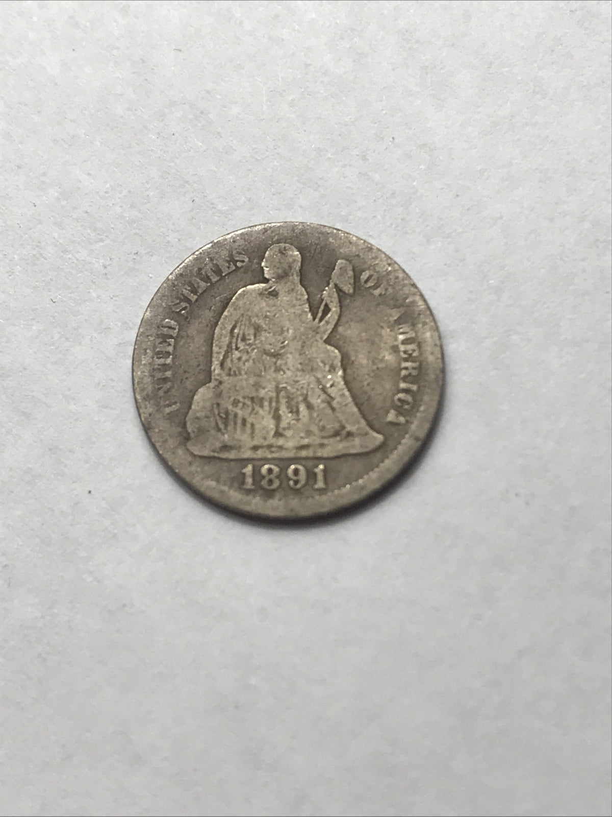 1891 Seated Liberty Dime 10C 90% Silver Coin #NN4960
