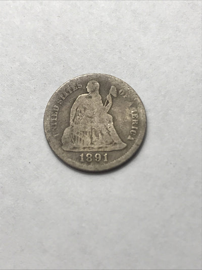1891 Seated Liberty Dime 10C 90% Silver Coin #NN4960