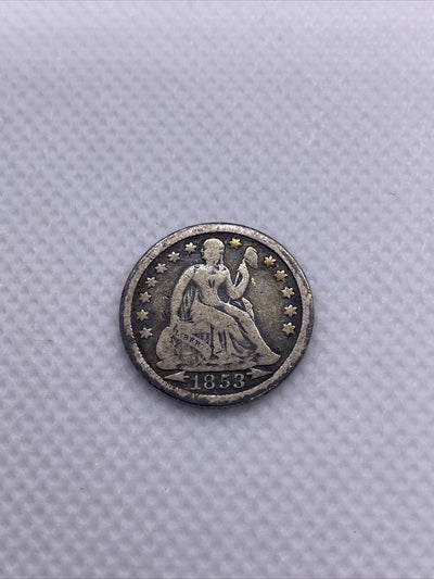 1853 Seated Liberty Silver Dime Arrows Beautiful Silver 10 Cents Coin #3215