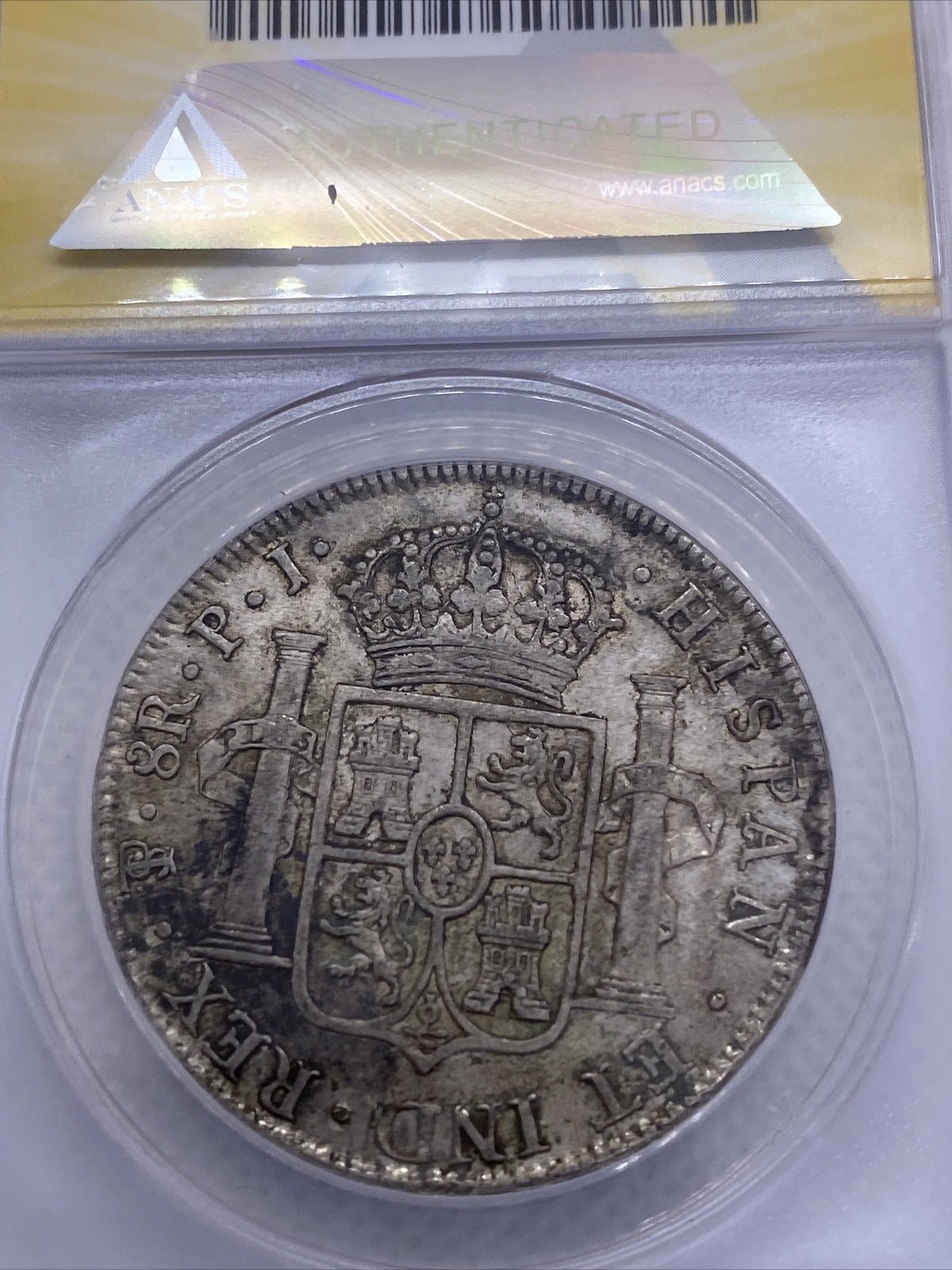 1818 PTS PJ Bolivia Silver 8R 8 Reales AU 50 Details Anacs Silver Potosi #558