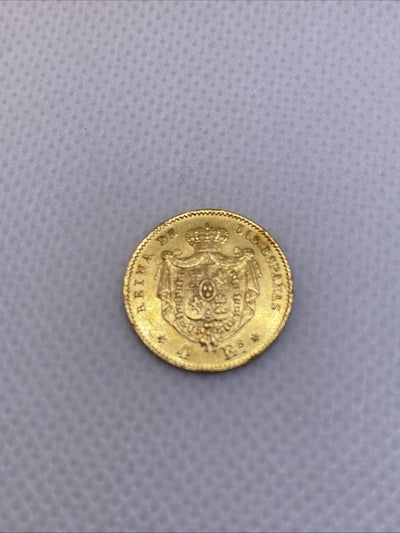 1868 4 Escudos Isabel II Gold Coin Rare