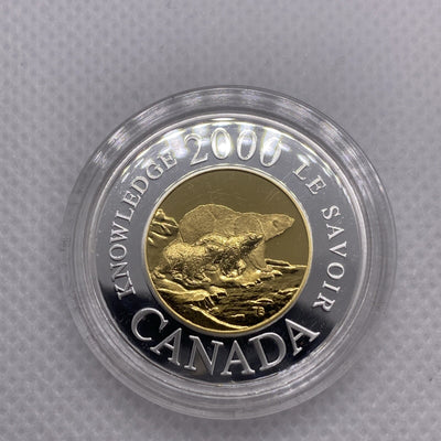 2000 Canada Rare Silver Proof Knowledge $2 Canadian Coin