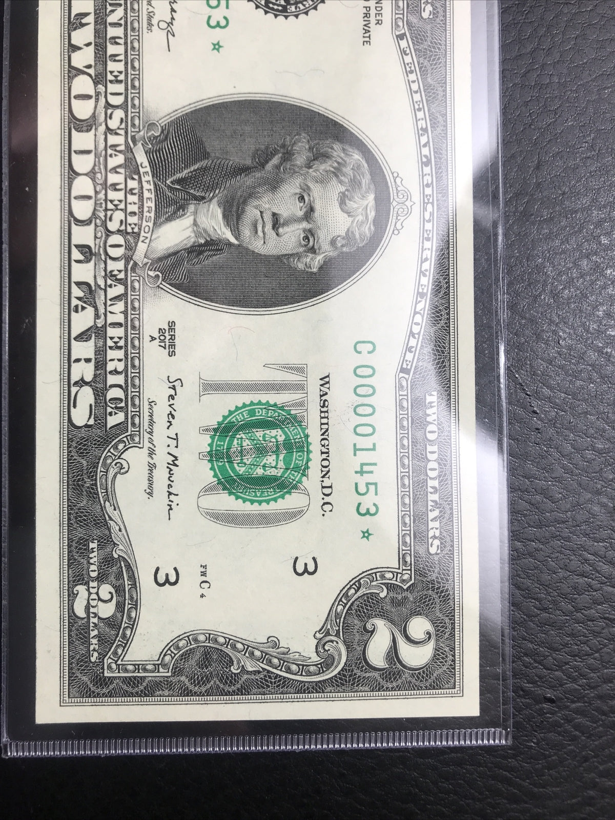 $2 Rare Uncirculated Low FOUR (4) Digits  ⭐️ STAR NOTE ⭐ 1453*