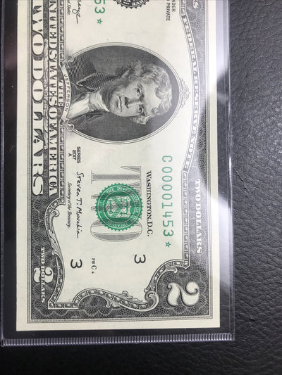 $2 Rare Uncirculated Low FOUR (4) Digits  ⭐️ STAR NOTE ⭐ 1453*