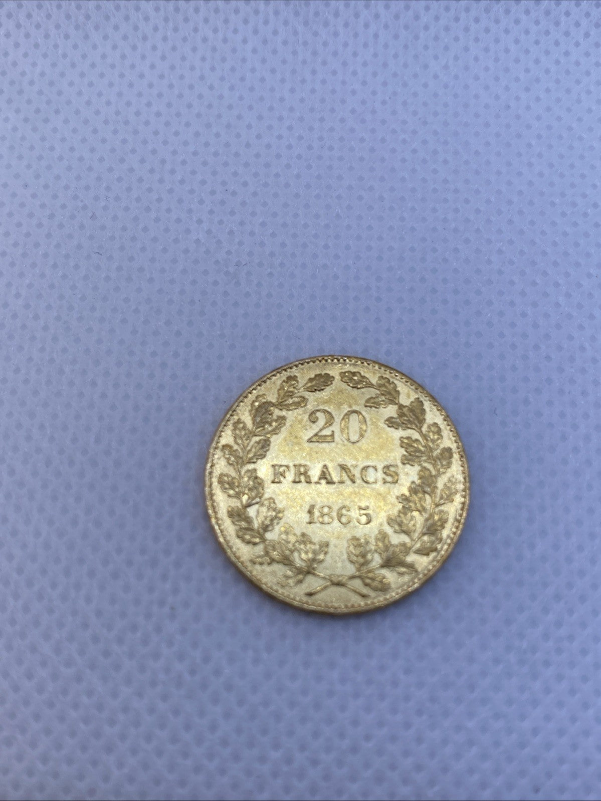 1865 20 Francs Belgium  .900 Fine Gold Coin Ruler King Leopold I  #9786