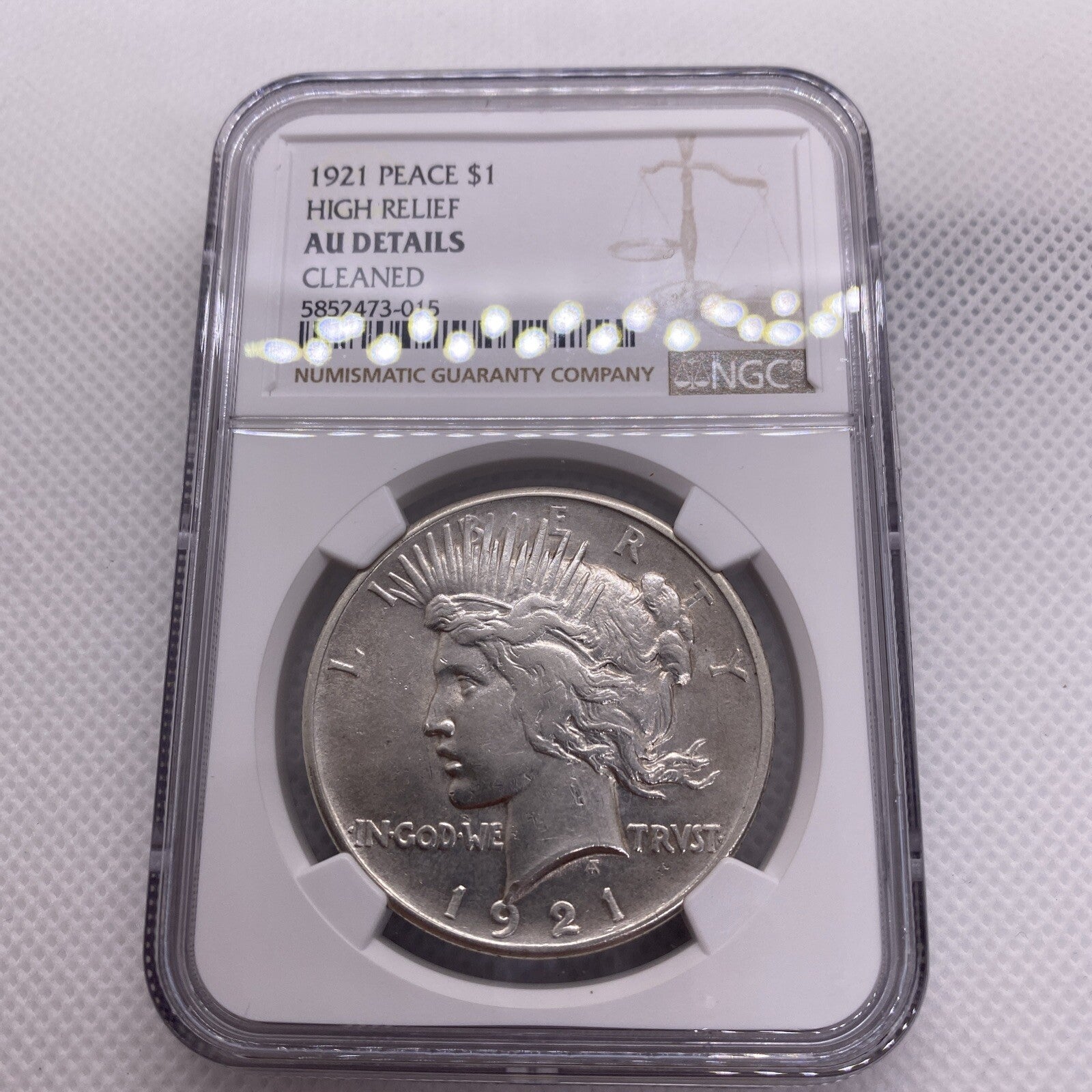 1921 Peace Dollar NGC Graded AU Details Beautiful Silver Dollar RARE Key Date