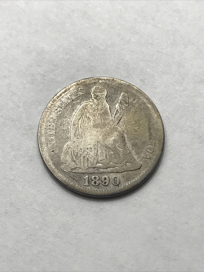 1890 Seated Liberty Dime Silver 90% Coin #HJ890
