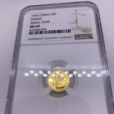 1995 SMALL DATE GOLD CHINESE  5 YUAN PANDA Coin 5Y NGC MS69 CHINA GOLD COIN