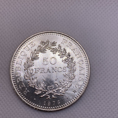 1976 France 50 Francs Silver Coin 50 Fr. Uncirculated Silver Coin #1287-10