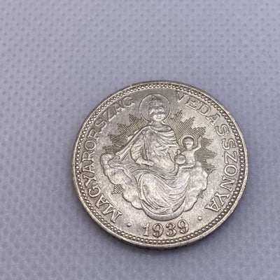 1939 2 Pengo Hungary Silver Coin Beautiful Silver Coin Uncirculated