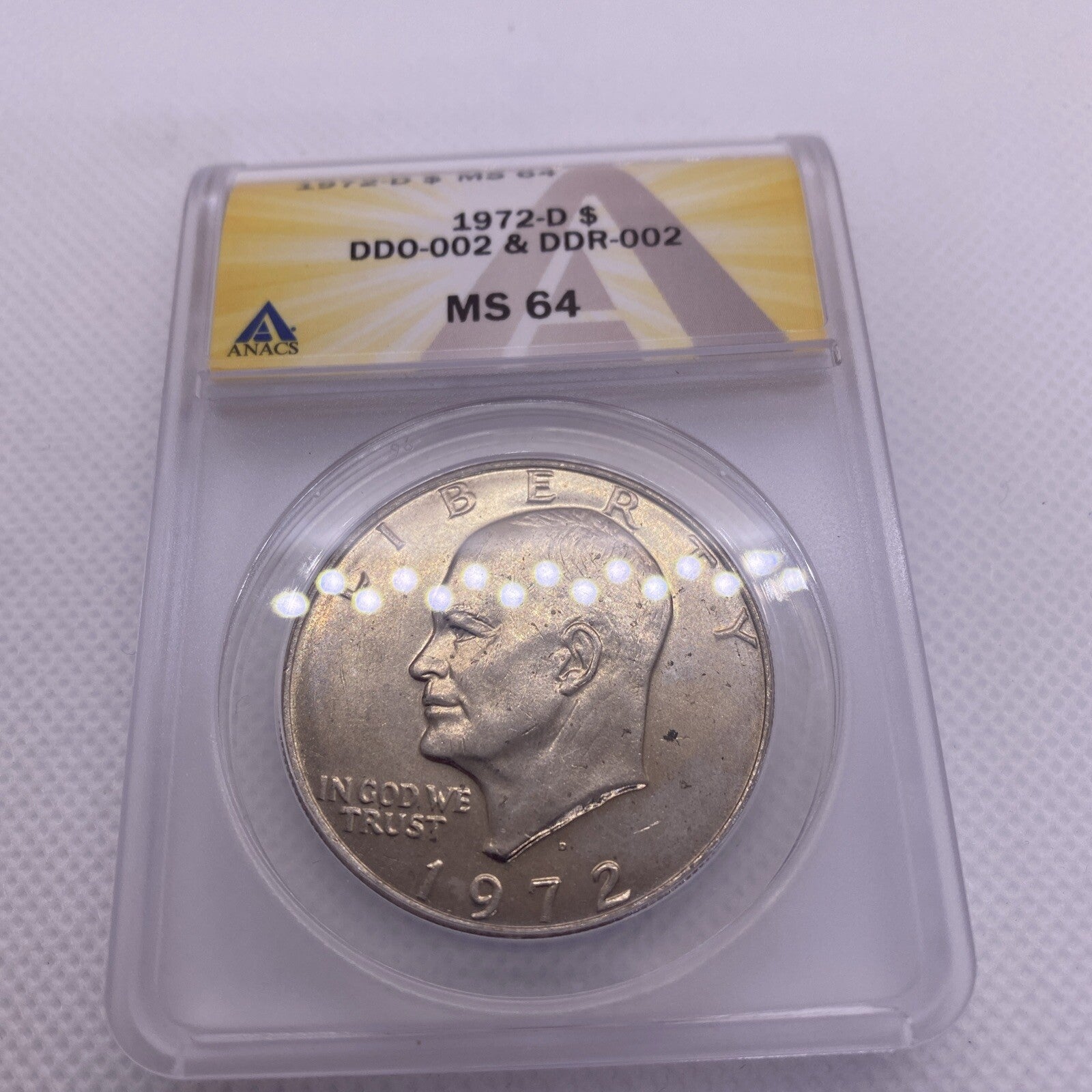 1972 D Eisenhower Ike Dollar DDO-002 & DDR-002  ANACS MS64