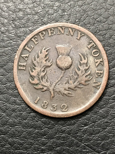 1832 Halfpenny Token Nova Scotia Canada George IV #1832-ETDT