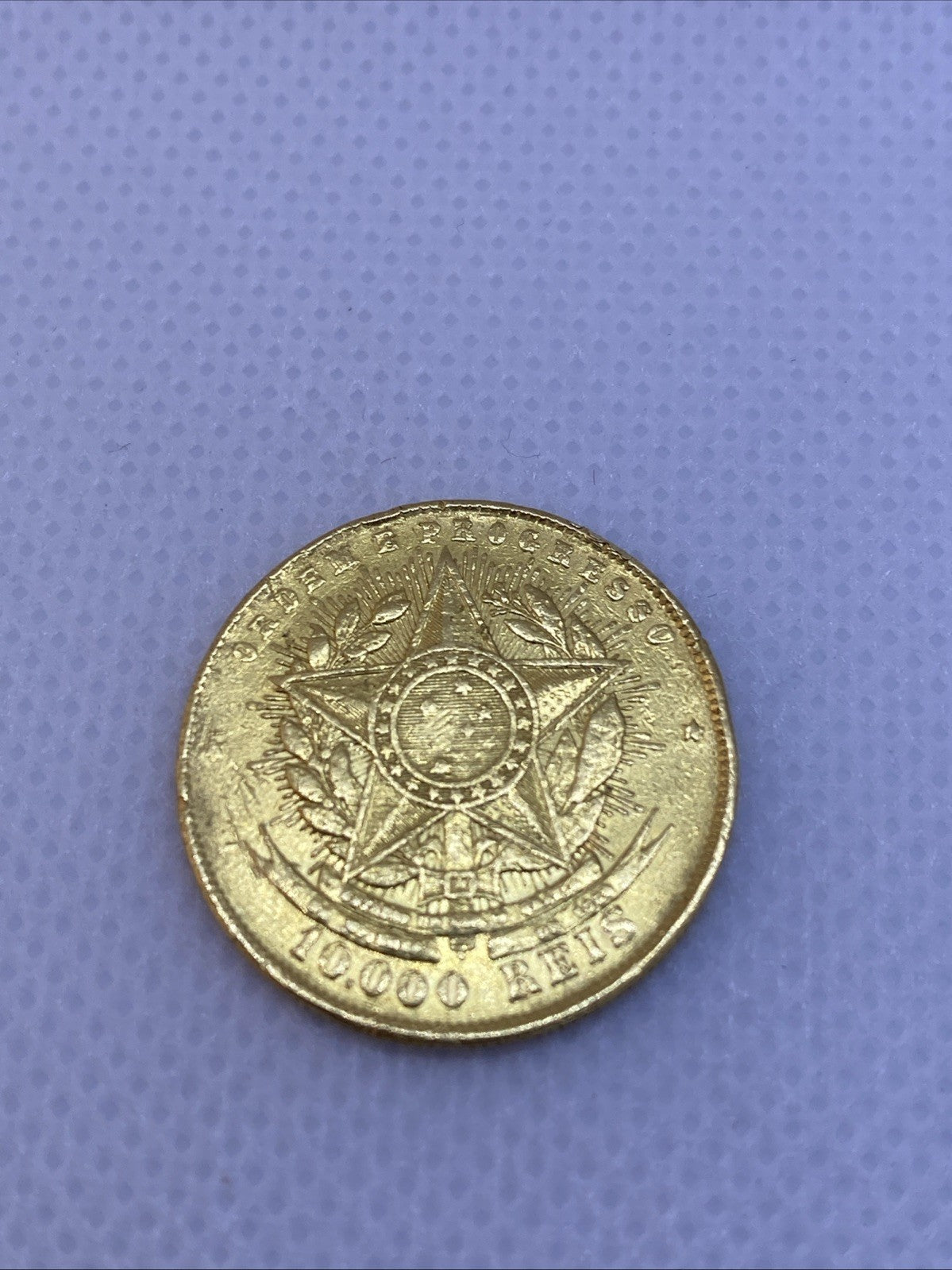 1889 10000 Reis Brazil Gold Coin Beautiful Rare